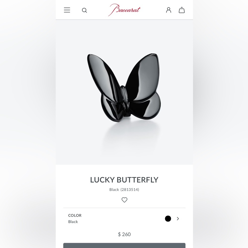 Baccarat Black Lucky Butterfly